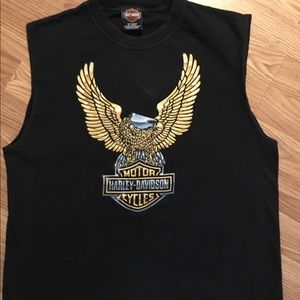 Performance Harley-Davidson Gold Chrome Eagle Tank Sleeveless T-Shirt  Sz Large